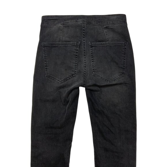 Free People Lace up Skinny Jeans 24 Distressed Black Cropped Retro Bohemian - Picture 8 of 11